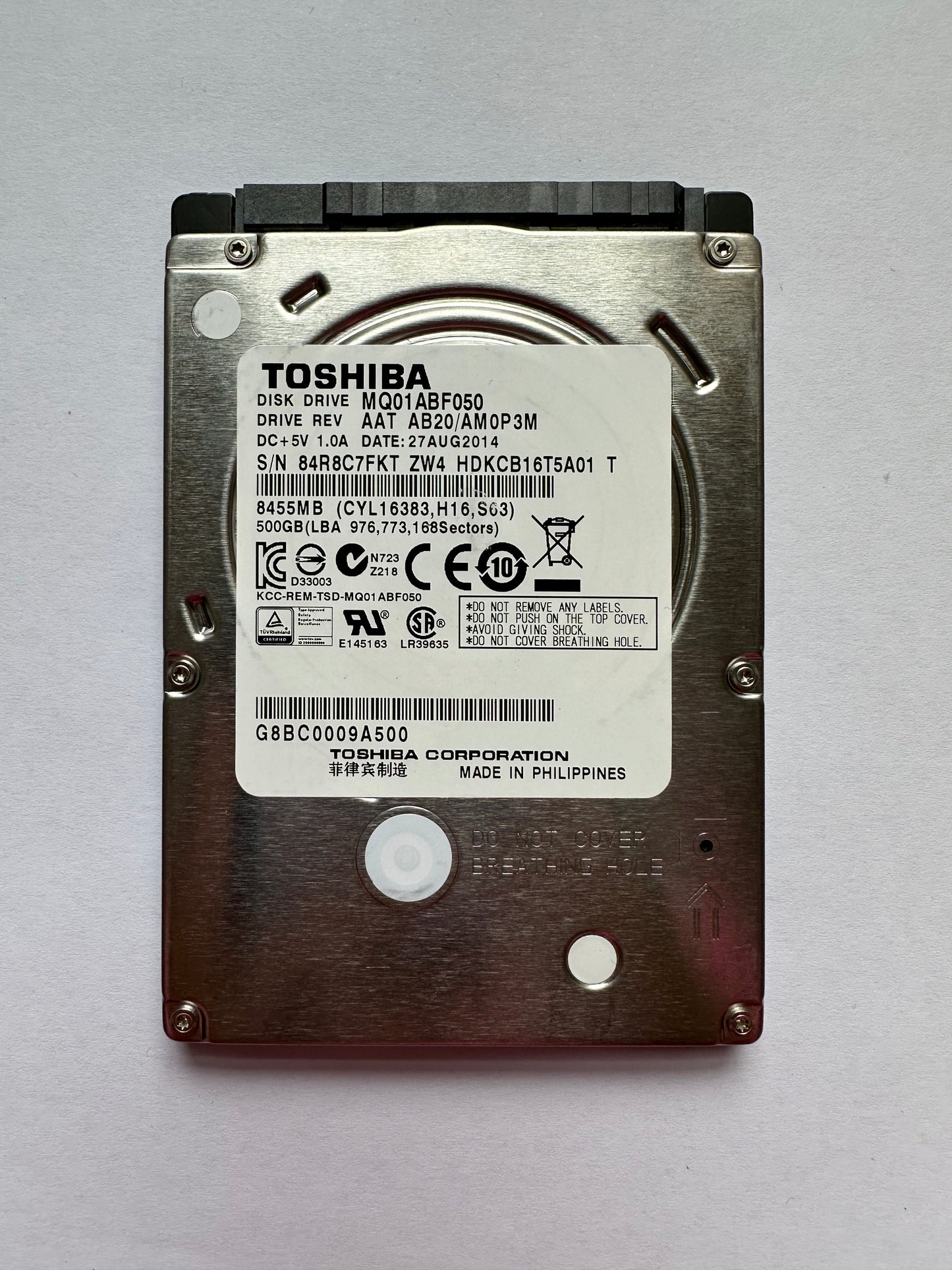 Toshiba 500GB MQ01ABF050 5400RPM SATA 2.5" HDD Hard Drive