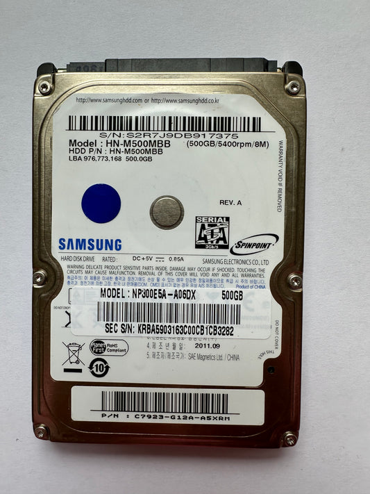 Samsung HN-M500MBB 500GB 2.5" 5400RPM SATA Hard Drive