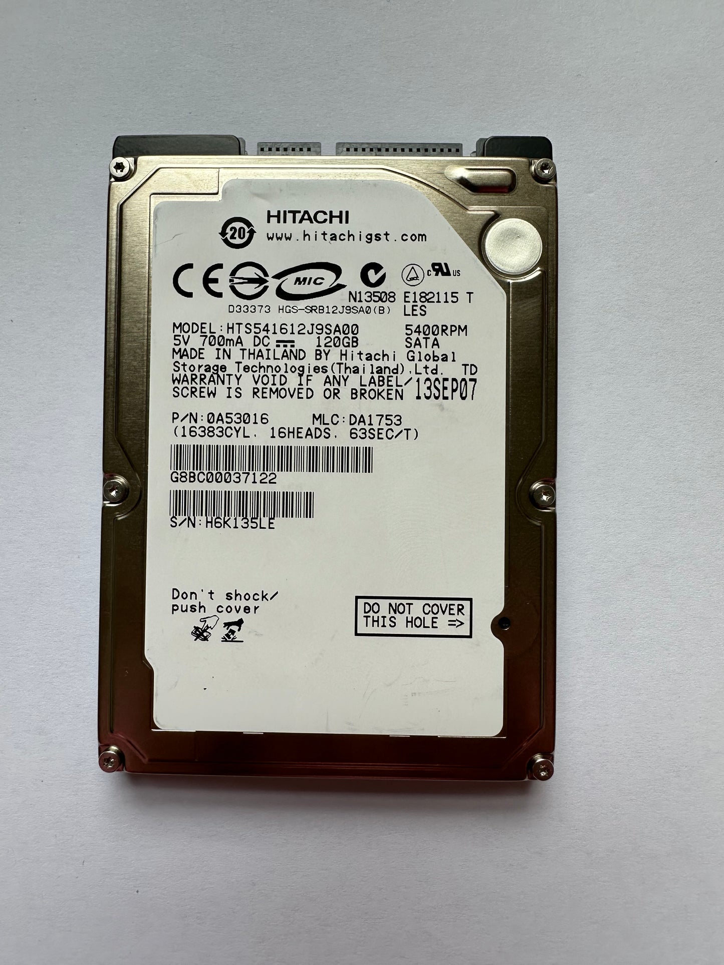 Hitachi HTS541612J9SA00 120GB SATA 5400RPM Hard Drive