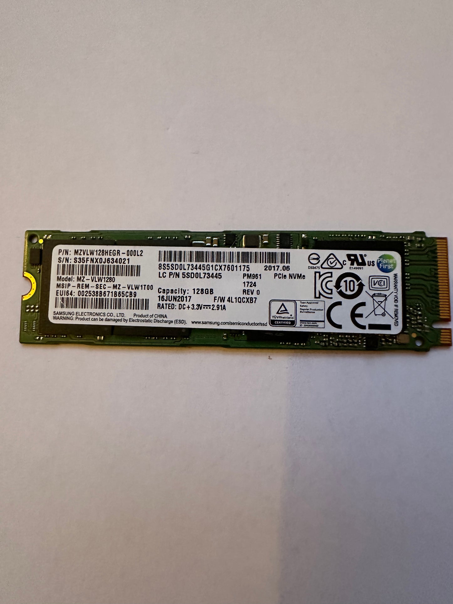 Samsung MZ-VLW1280 128GB PCIe NVMe Solid State Drive